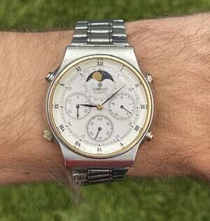Vintage 7a48-7000 JDM Seiko Chronograph Quartz Watch Moon Phase Moonphase